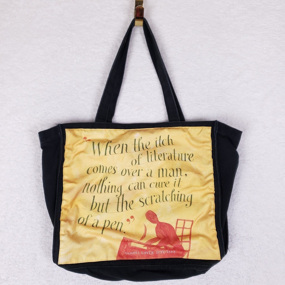 Barnes &‎ Noble Literary Quote Canvas Tote Bag Black Samuel Johnson Samuel Lover